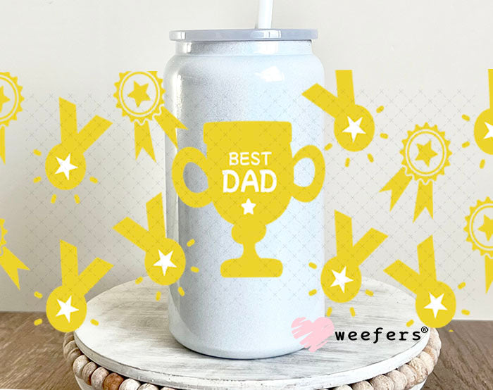 UV DTF Cup Wraps - Best Dad Trophies 16oz Glass Can Generic Weefers