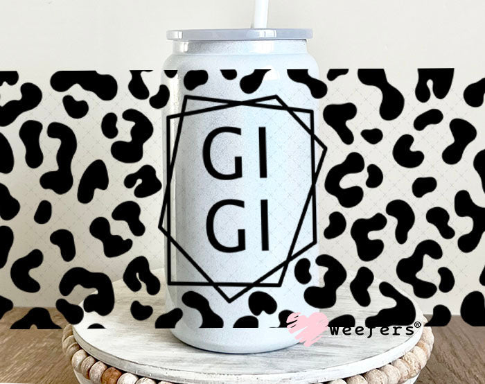 UV DTF Cup Wraps - Gigi Black Cheetah 16oz Glass Can Generic Weefers