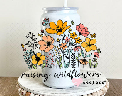 UV DTF Decal - Raising Wildflowers 16oz Glass Can Generic Weefers