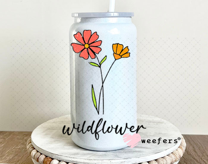 UV DTF Decal - Wildflower 16oz Glass Can Generic Weefers