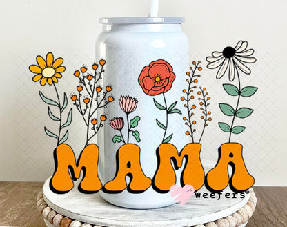 UV DTF Decal - Mama Wild Flowers 16oz Glass Can Generic Weefers