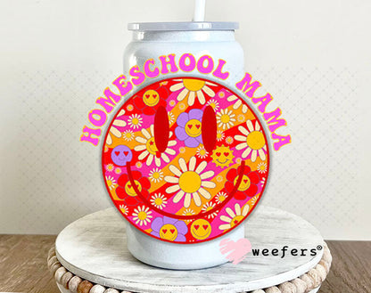UV DTF Decal - Homeschool Mama Smile Face 16oz Glass Can Generic Weefers