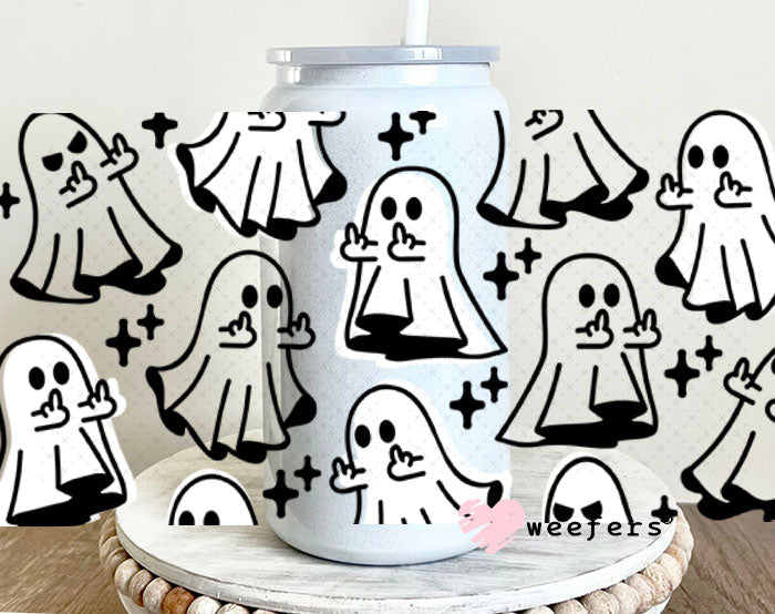 UV DTF Cup Wraps - Middle Finger Ghosts 16oz Glass Can Generic Weefers