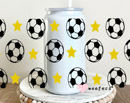 UV DTF Cup Wraps - Soccer Stars 16oz Glass Can Generic Weefers