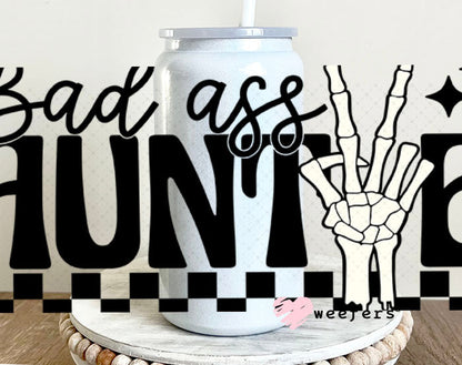 UV DTF Cup Wraps - Bad Ass Auntie 16oz Glass Can Generic Weefers
