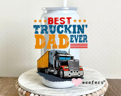 UV DTF Decal - Best Truckin' Dad Ever 16oz Glass Can Generic Weefers