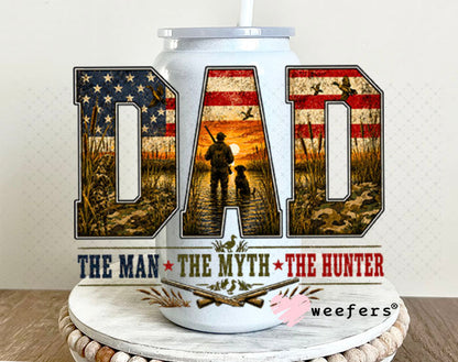 UV DTF Decal - Dad The Man The Myth The Hunter 16oz Glass Can Generic Weefers