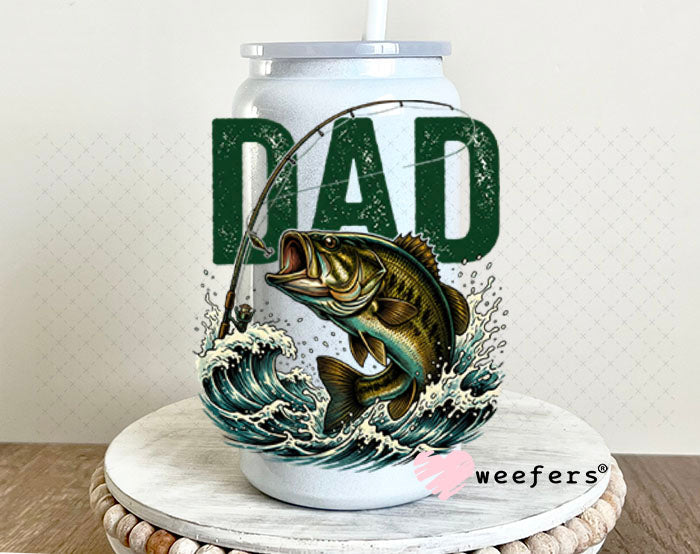 UV DTF Decal - Dad Fishing 16oz Glass Can Generic Weefers