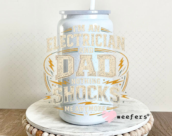 UV DTF Decal - I'm an Electrician and Dad Cream 16oz Glass Can Generic Weefers