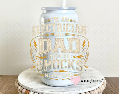 UV DTF Decal - I'm an Electrician and Dad Cream 16oz Glass Can Generic Weefers