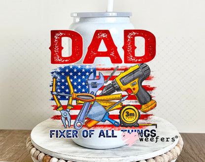 UV DTF Decal - Dad Fixer of All Things 16oz Glass Can Generic Weefers