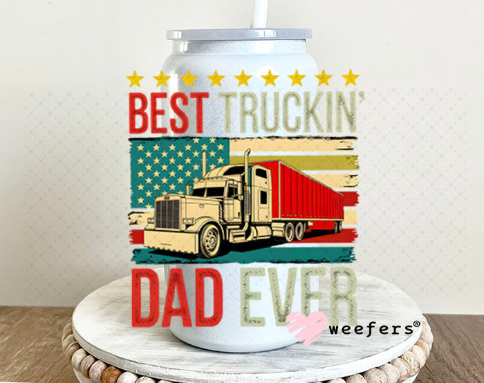 UV DTF Decal - Best Truckin' Dad Ever 16oz Glass Can Generic Weefers