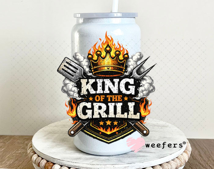 UV DTF Decal - King of the Grill 16oz Glass Can Generic Weefers