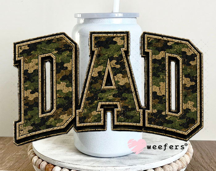 UV DTF Decal - Dad Camo 16oz Glass Can Generic Weefers