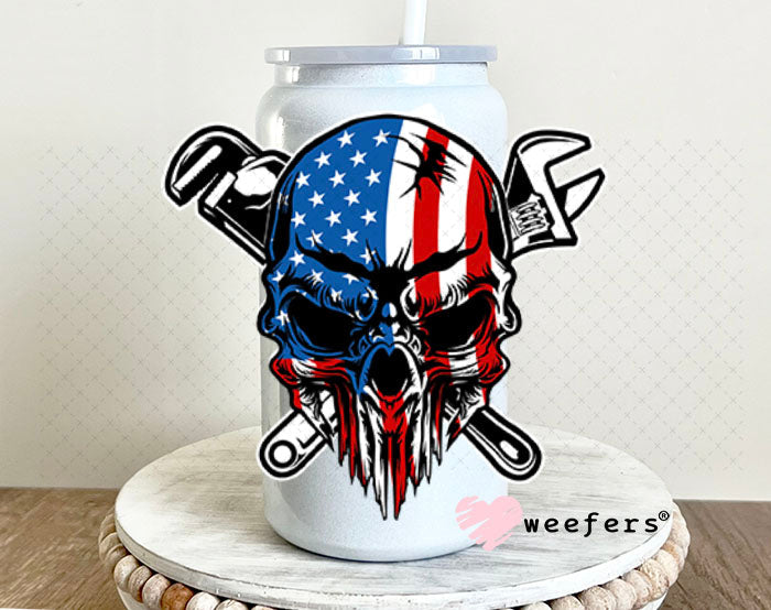 UV DTF Decal - Punisher Plumber 16oz Glass Can Generic Weefers