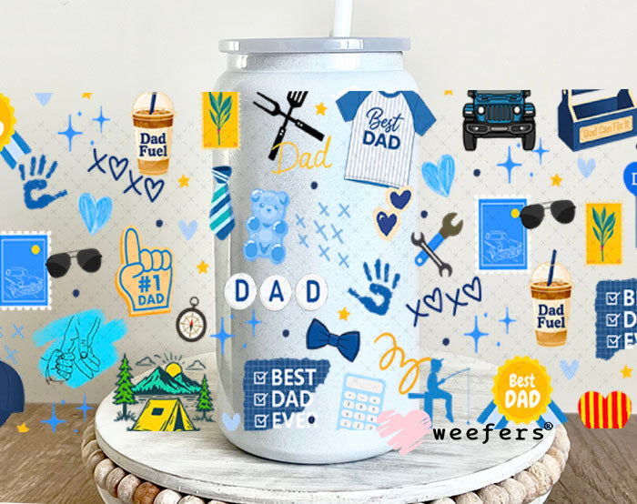 UV DTF Cup Wraps - Dad Favorite Things 16oz Glass Can Generic Weefers