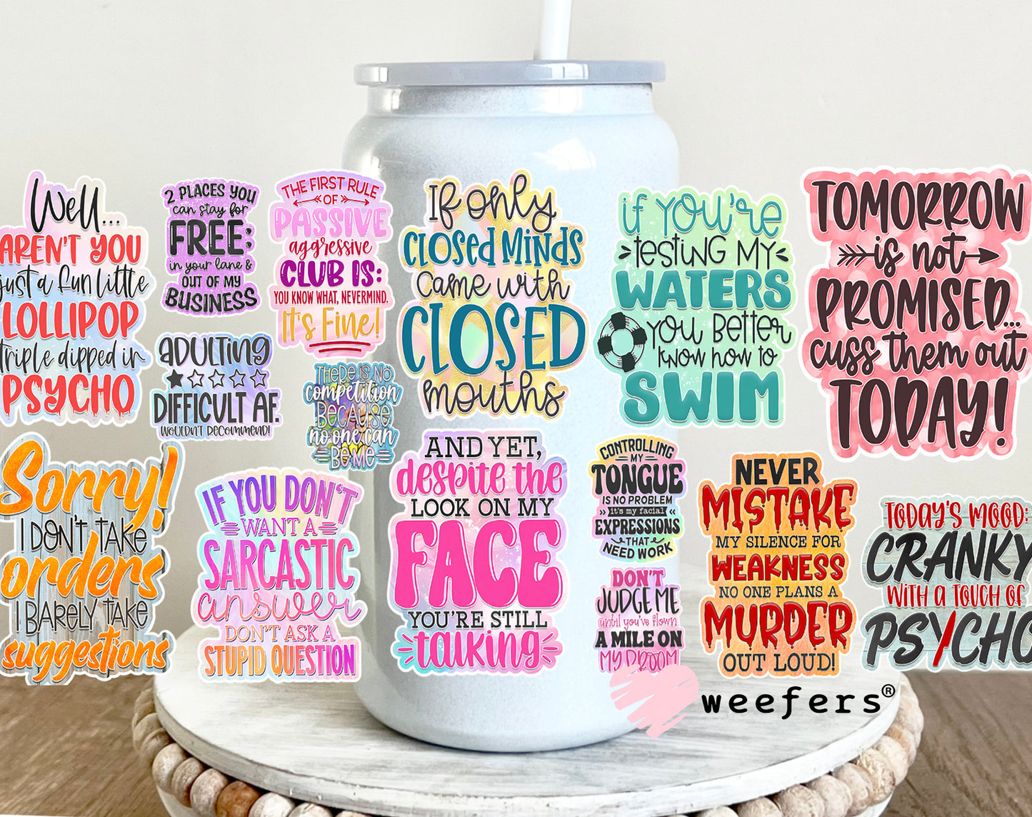 Sarcastic Quotes UV DTF 16oz Cup Wrap