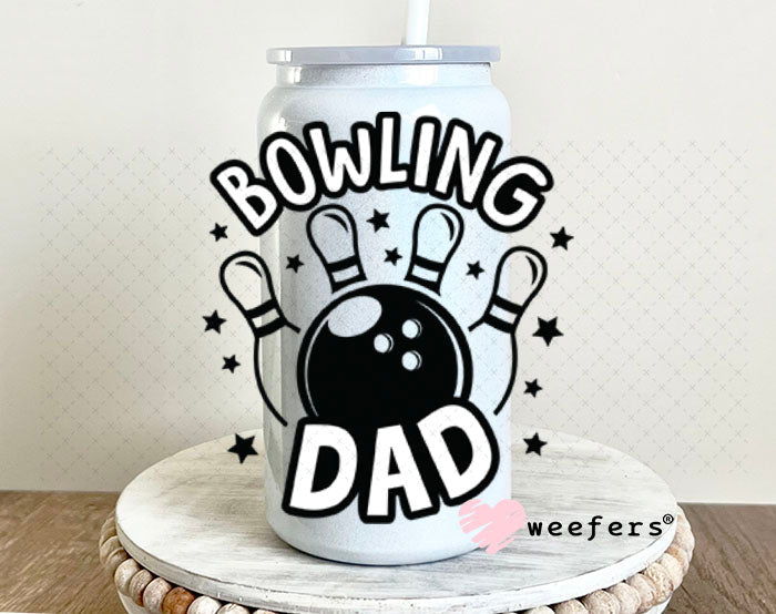 UV DTF Decal - Bowling Dad 16oz Glass Can Generic Weefers