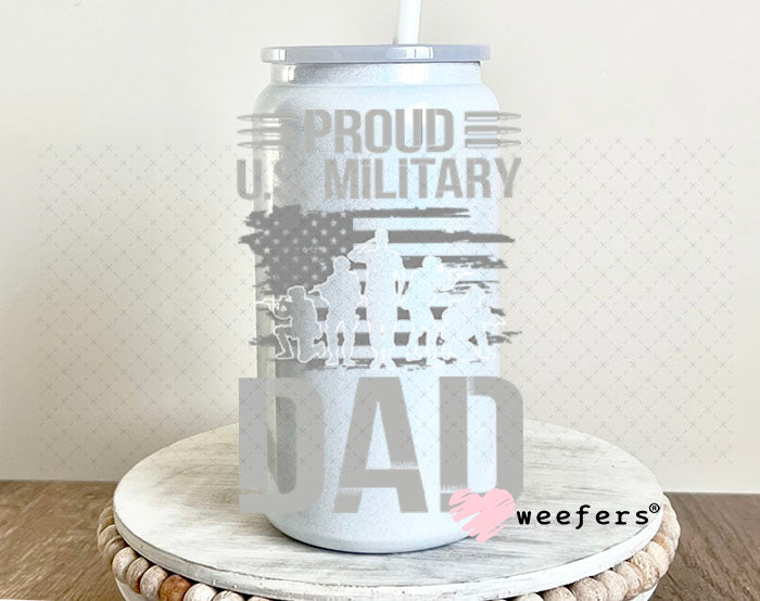 UV DTF Decal - Proud US Milityary Day 16oz Glass Can Generic Weefers