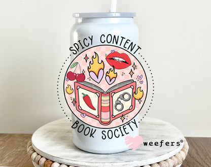 Spicy Content Book Society UV DTF 16oz Decal