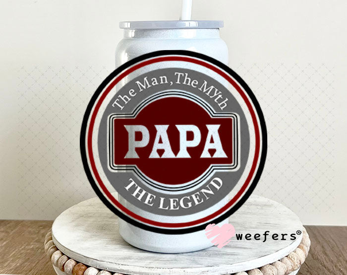 UV DTF Decal - Papa The Legend 16oz Glass Can Generic Weefers