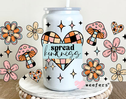 Spread Kindness Mushroom Flowers UV DTF 16oz Cup Wrap