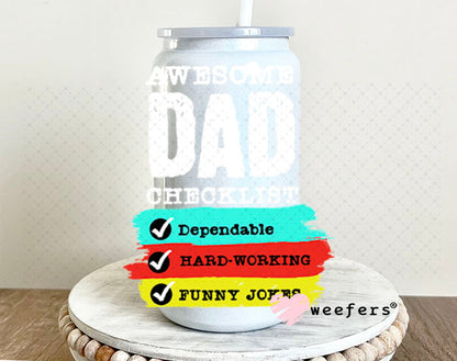 UV DTF Decal - Awesom Dad 16oz Glass Can Generic Weefers