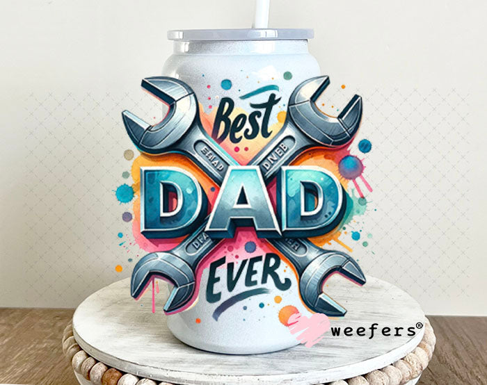 UV DTF Decal - Best Dad Ever 16oz Glass Can Generic Weefers