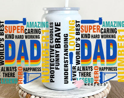 UV DTF Cup Wraps - Dad Quotes 16oz Glass Can Generic Weefers