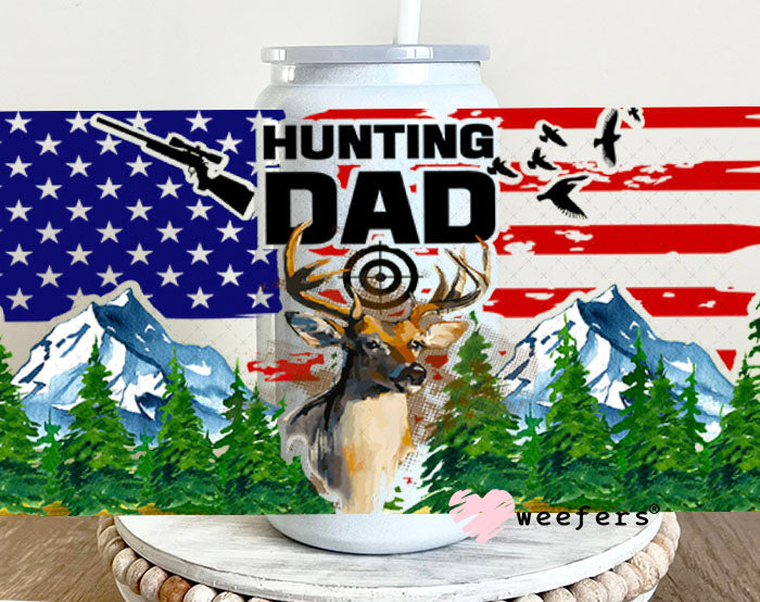 UV DTF Cup Wraps - Hunting Dad USA 16oz Glass Can Generic Weefers