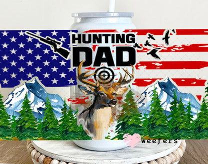UV DTF Cup Wraps - Hunting Dad USA 16oz Glass Can Generic Weefers