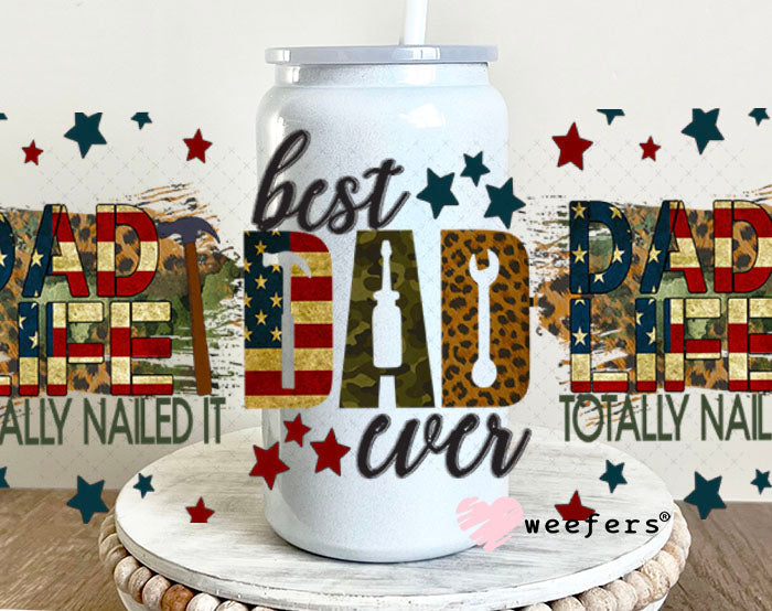UV DTF Cup Wraps - Best Dad Ever 16oz Glass Can Generic Weefers