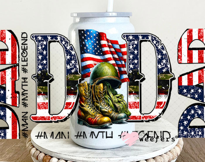 UV DTF Cup Wraps - Dad Military 16oz Glass Can Generic Weefers