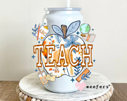 Teach Blue Apple UV DTF 16oz Decal