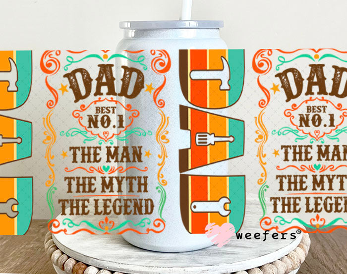 UV DTF Cup Wraps - Dad The Legend 16oz Glass Can Generic Weefers