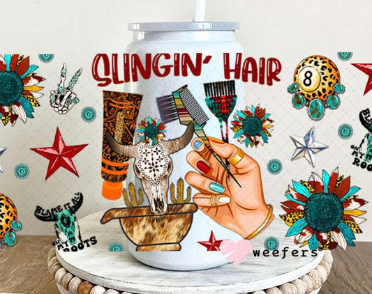UV DTF Cup Wraps - Western Slingin' Hair - Weefers® Exclusive 16oz Glass Can Generic Weefers