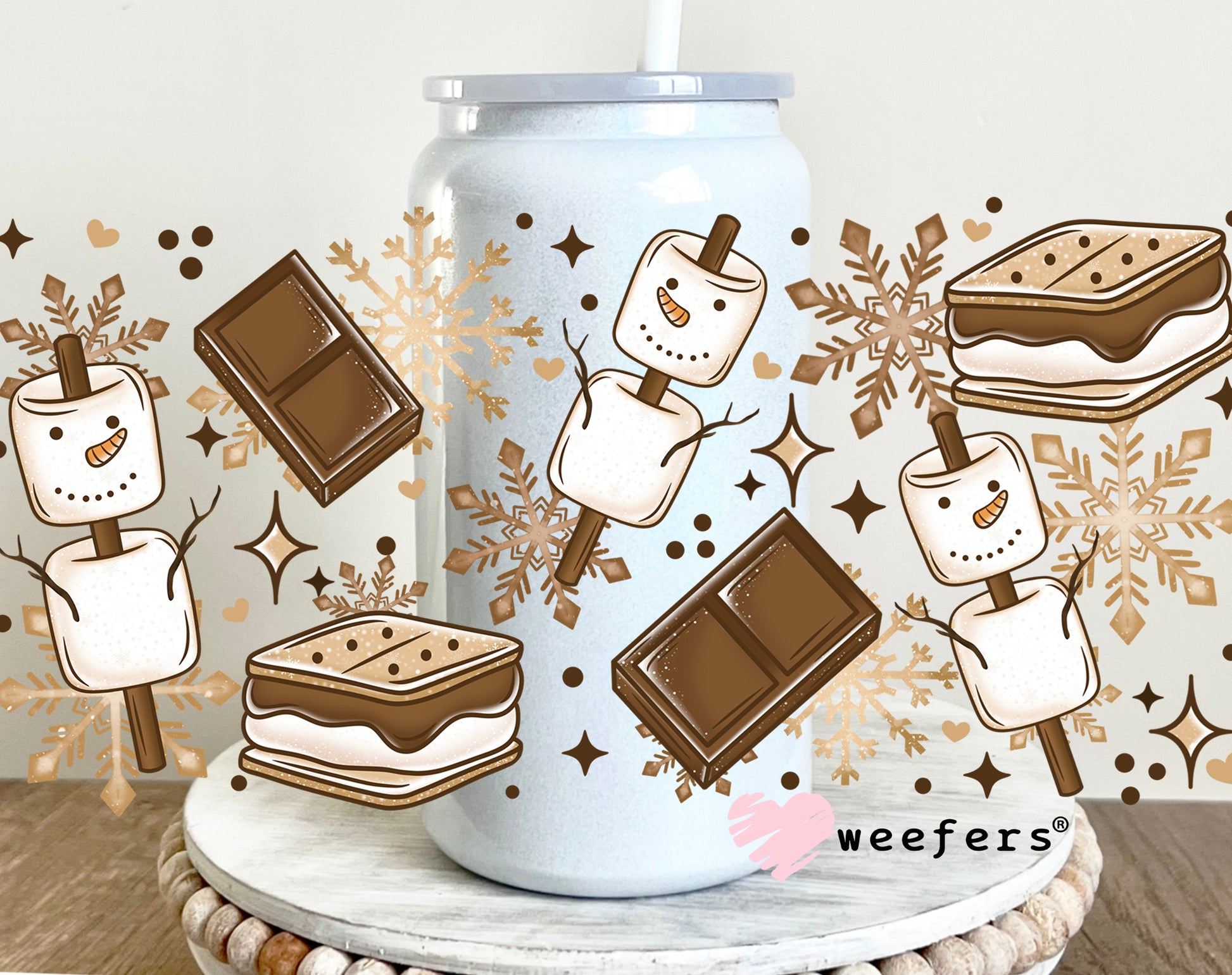 Smores Snowmen UV DTF 16oz Cup Wrap