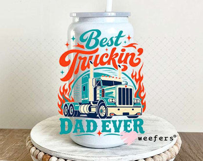UV DTF Decal - Best Truckin Dad Ever 16oz Glass Can Generic Weefers