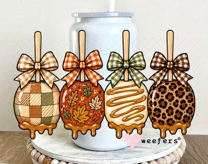UV DTF Decal - Autumn Candy Apples 16oz Glass Can Generic Weefers