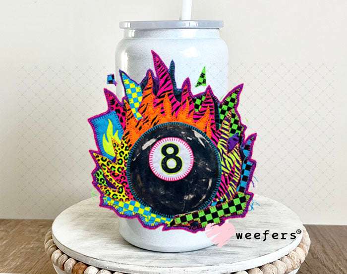 UV DTF Decal - Western Fire Eightball 16oz Glass Can Generic Weefers