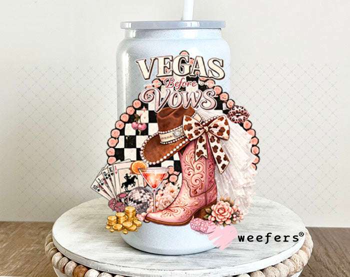 UV DTF Decal - Vegas Vows Bride 16oz Glass Can Generic Weefers