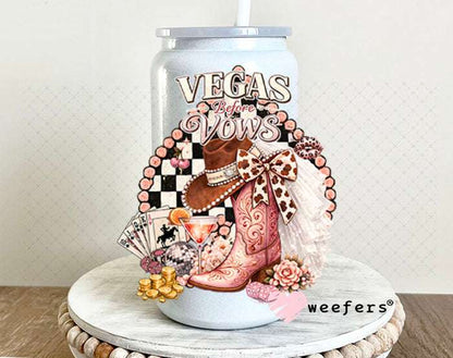 UV DTF Decal - Vegas Vows Bride 16oz Glass Can Generic Weefers