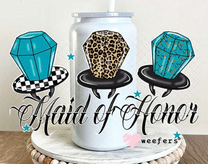 UV DTF Decal - Maid of Honor Ring Pops 16oz Glass Can Generic Weefers