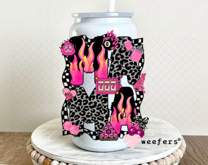 UV DTF Decal - Lucky 7's Pink Black 16oz Glass Can Generic Weefers