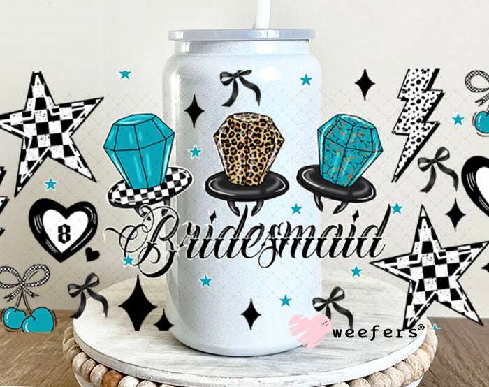 UV DTF Cup Wraps - Bridesmaid Ring Pops - Weefers® Exclusive 16oz Glass Can Generic Weefers
