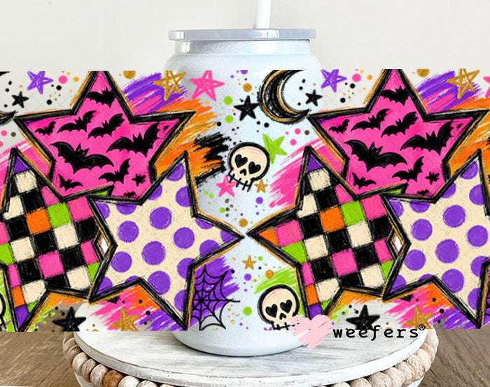 UV DTF Cup Wraps - Halloween Stars 16oz Glass Can Generic Weefers