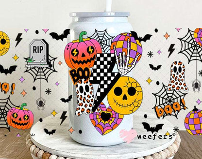 UV DTF Cup Wraps - RIP Pumpkins 16oz Glass Can Generic Weefers