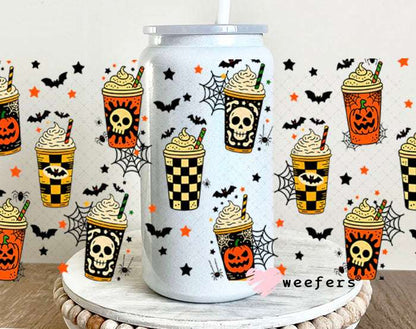 UV DTF Cup Wraps - Spooky Halloween Drinks 16oz Glass Can Generic Weefers