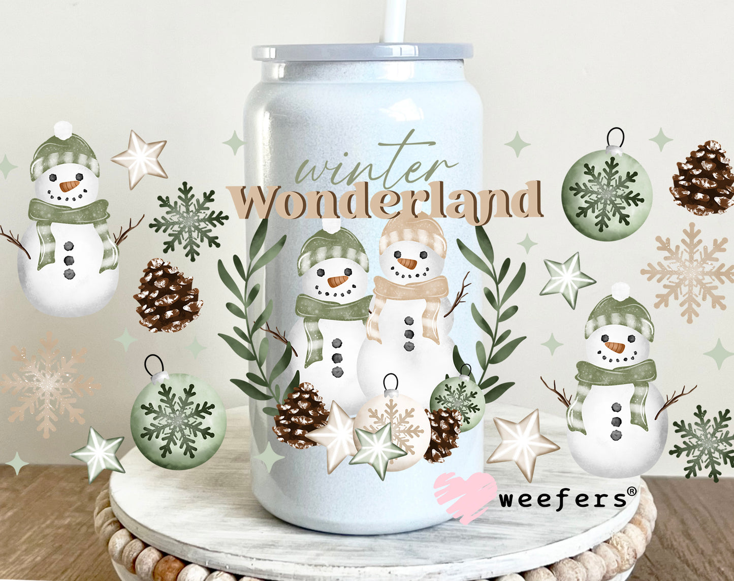 Winter Wonderland Green Vibes UV DTF 16oz Cup Wrap - Weefers