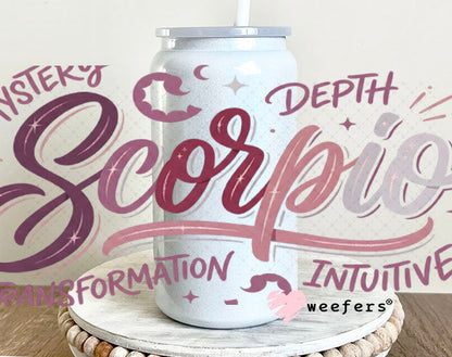 UV DTF Cup Wraps - Scorpio Zodiac Sign 16oz Glass Can Generic Weefers